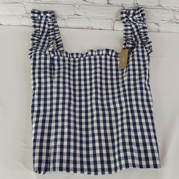 J. Crew Tops - 'J.CREW' RUFFLE CLASSIC GINGHAM LINED TOP